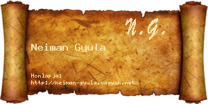 Neiman Gyula névjegykártya